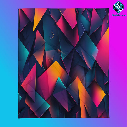 Futuristic Prism Throw Blanket – Red & Blue Polygon Art by XGuidance 50″×60″ 2