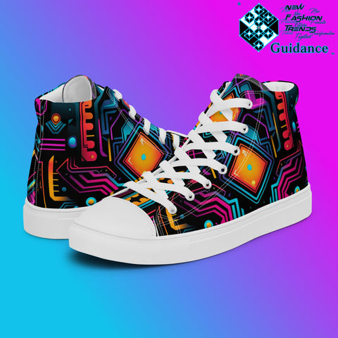 Galactic Synth – Futuristic Neon Sneakers Sneakers by XGuidance Black 5