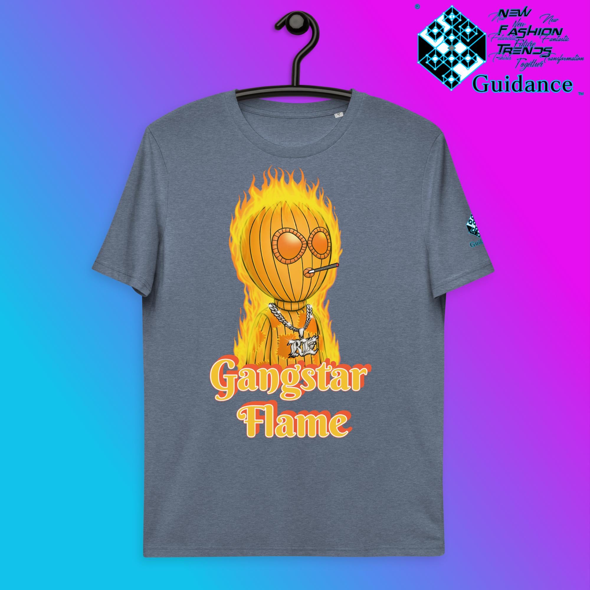 Gangstar Flame T-Shirt T-Shirts by XGuidance Dark Heather Blue 12