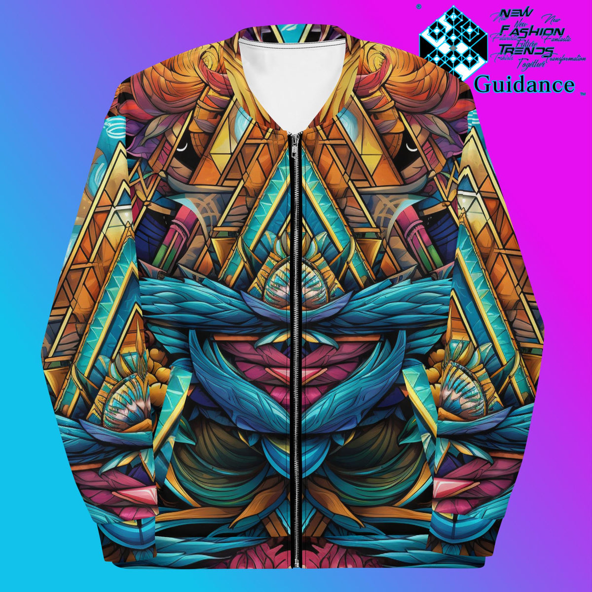 Geometric Angels Bomber Jacket Vintage Festival by XGuidance XS 1
