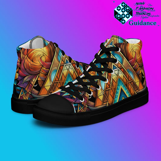 Geometric Angels High Top Shoes – Celestial Festival Sneakers by XGuidance Black 1