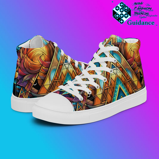 Geometric Angels High Top Shoes – Celestial Festival Sneakers by XGuidance White 2