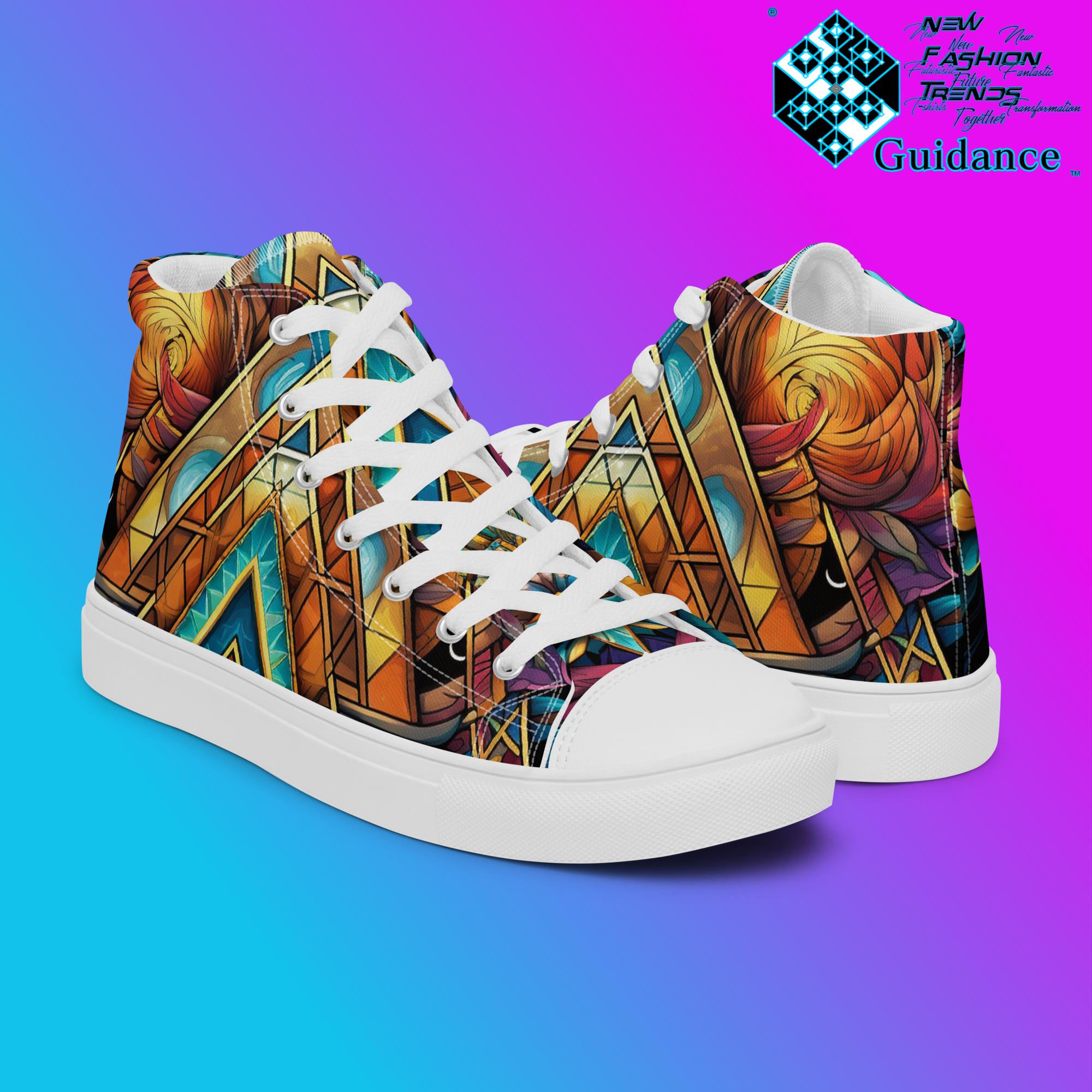 Geometric Angels High Top Shoes – Celestial Festival Sneakers by XGuidance Black 7