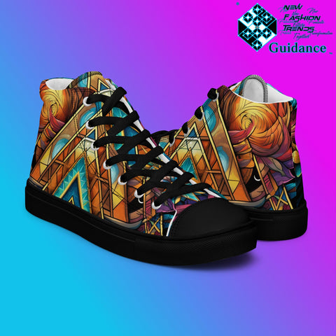 Geometric Angels High Top Shoes – Celestial Festival Sneakers by XGuidance Black 8