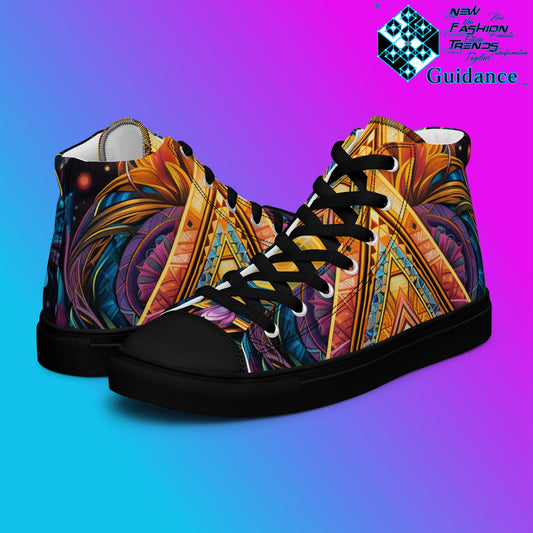Geometric Chronicles High Top Shoes – Bold Streetwear Sneakers by XGuidance Black 2
