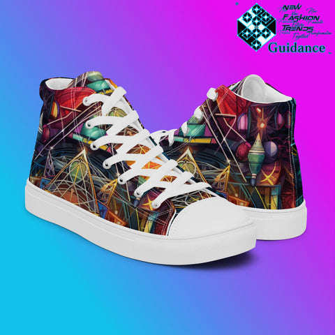 GeoSymmetry High Top Shoes – Modern Geometric Sneakers by XGuidance Black 7