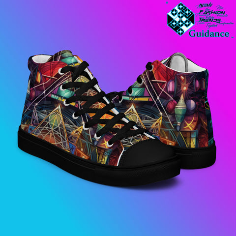 GeoSymmetry High Top Shoes – Modern Geometric Sneakers by XGuidance Black 8