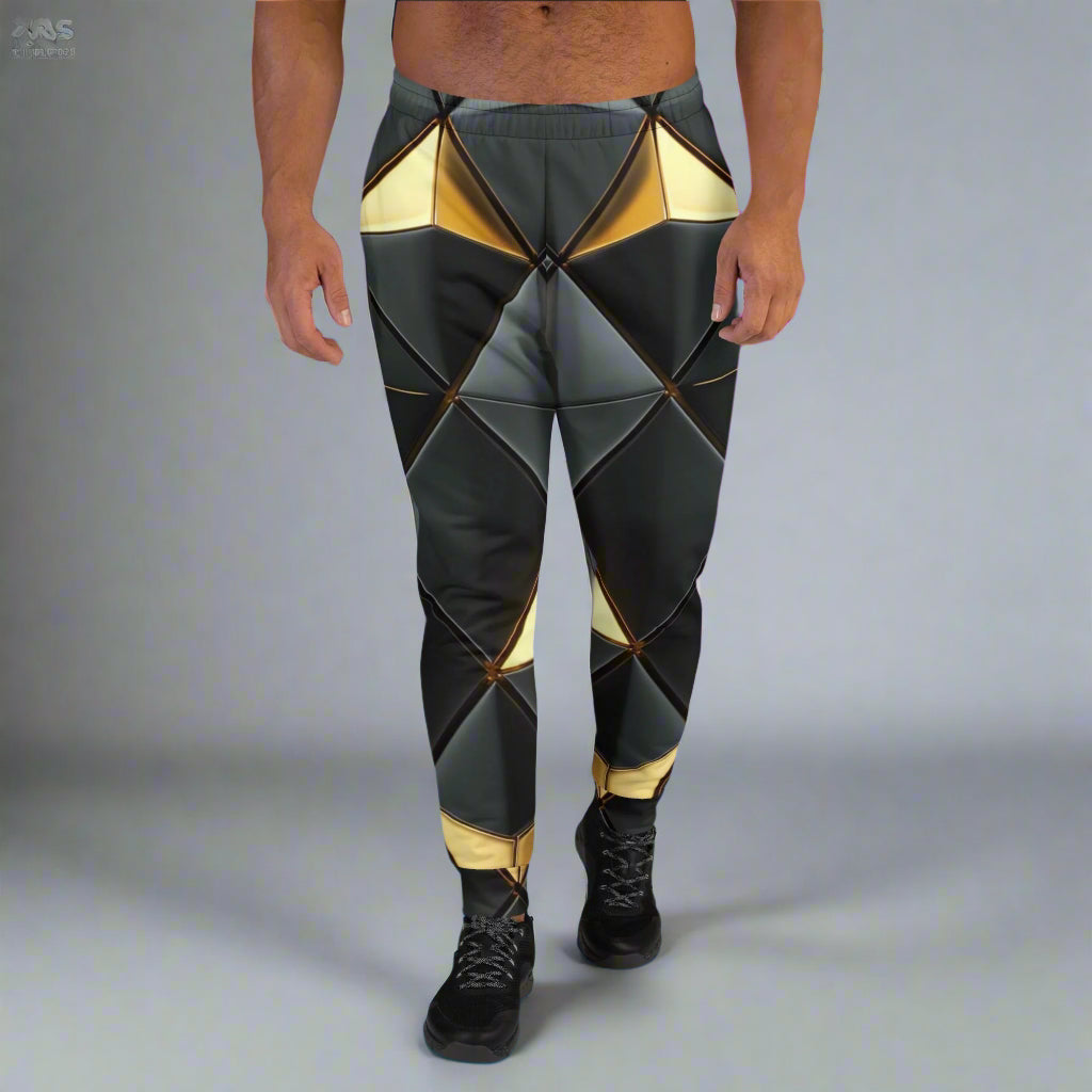 Gilded Triangle Joggers – Gold Black Luxury Pants by XGuidance XS 1
