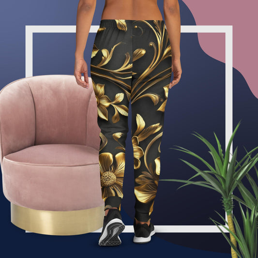 Golden Bloom Joggers – Elegant Black & Gold Pants by XGuidance XS 2