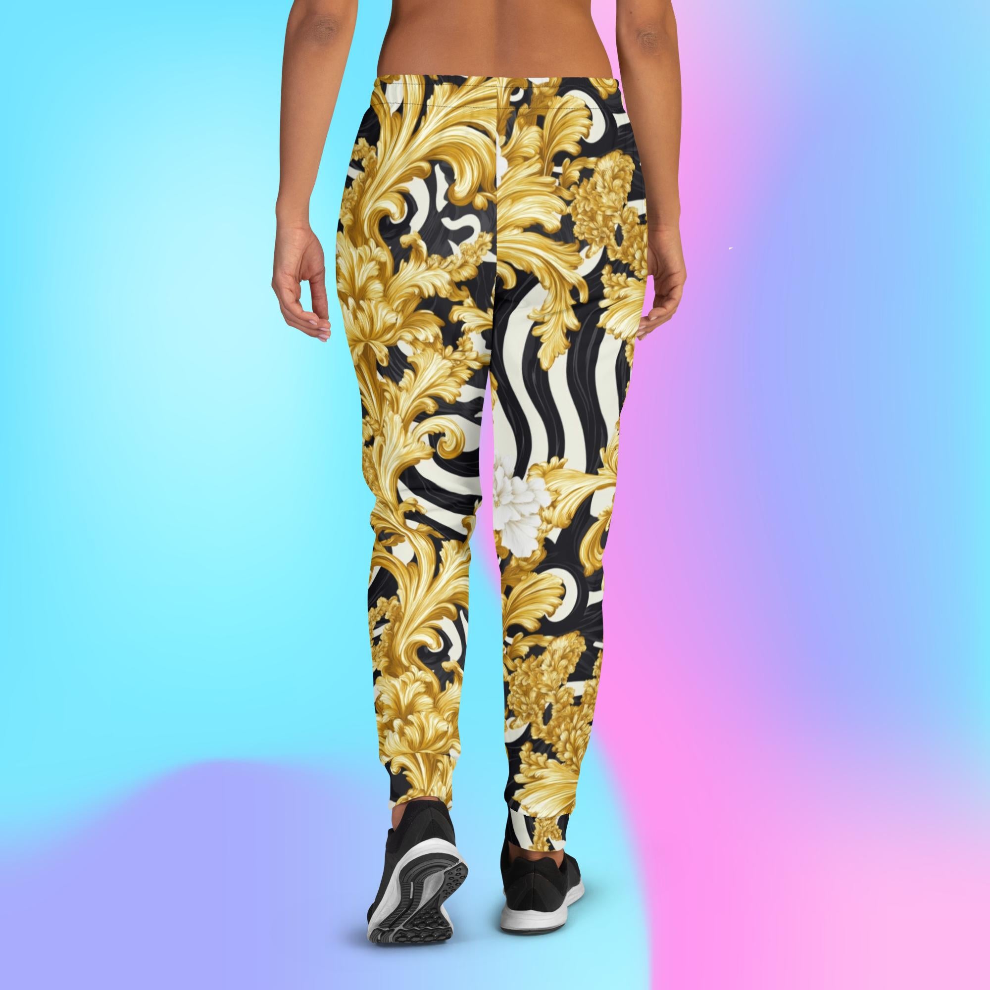 Golden Elegance Joggers – Lux Black & Gold Artistic Pants by XGuidance XS 2