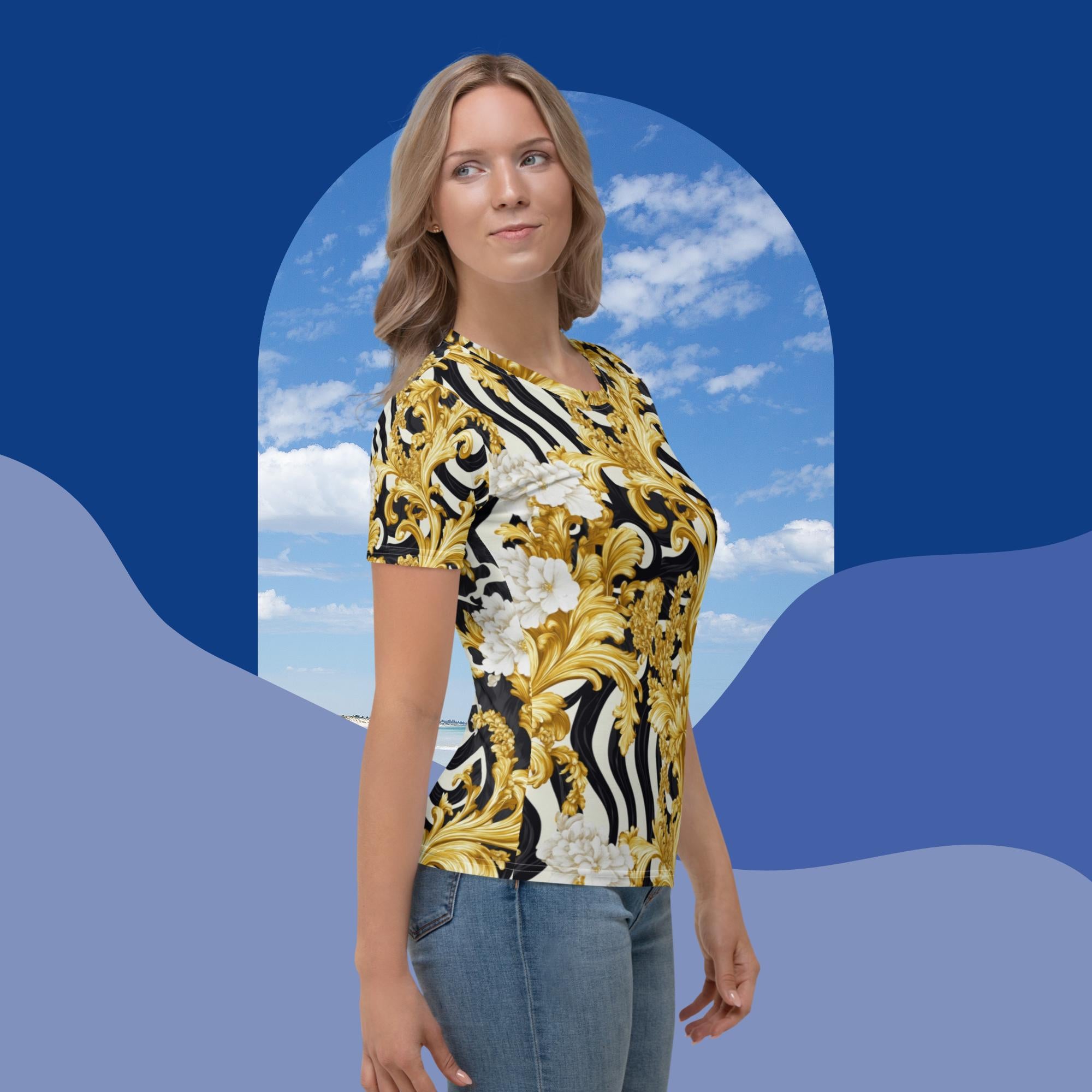 Golden Elegance Tee – Luxurious Gold Print Statement Shirt by XGuidance XS 4