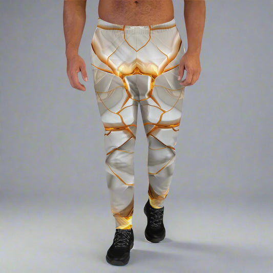 Golden Skies Joggers – Lux White & Gold Streetwear by XGuidance XS 1