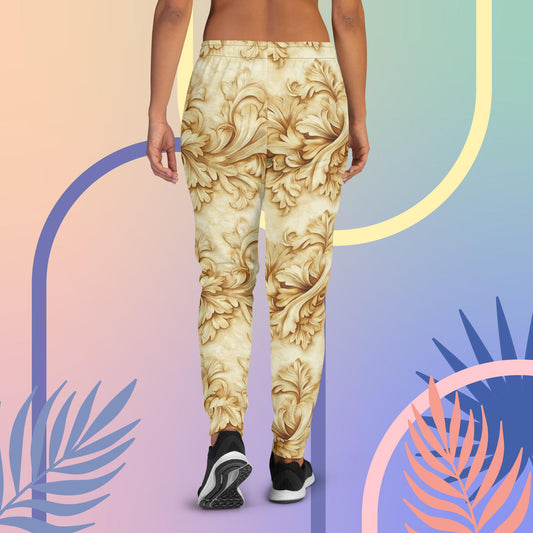 Golden Whispers Joggers – Elegant Beige & Gold Pattern Pants by XGuidance XS 2