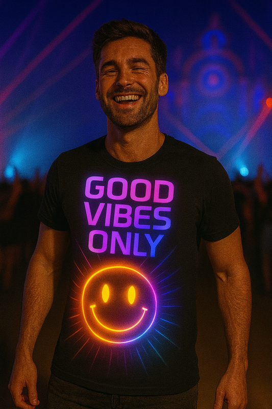 Good Vibes Only T-Shirt, Neon Rave Streetwear T-Shirts by XGuidance XS 1