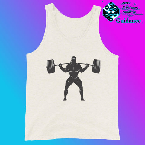 Gym Power Dumbbell - Tank Tops Tank Tops by XGuidance Oatmeal Triblend 4