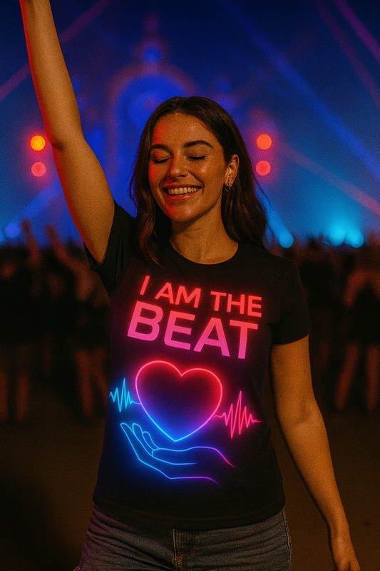 I Am the Beat T-Shirt, Neon Rave Streetwear T-Shirts by XGuidance XS 1