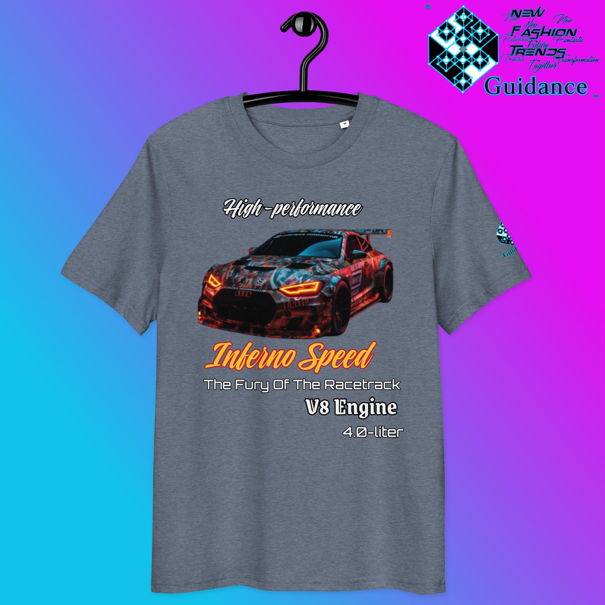 Inferno Speed Demon Tee – V8 Power & Race Camouflage by XGuidance Dark Heather Blue 4