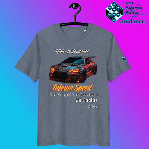 Inferno Speed Demon Tee – V8 Power & Race Camouflage by XGuidance Dark Heather Blue 4