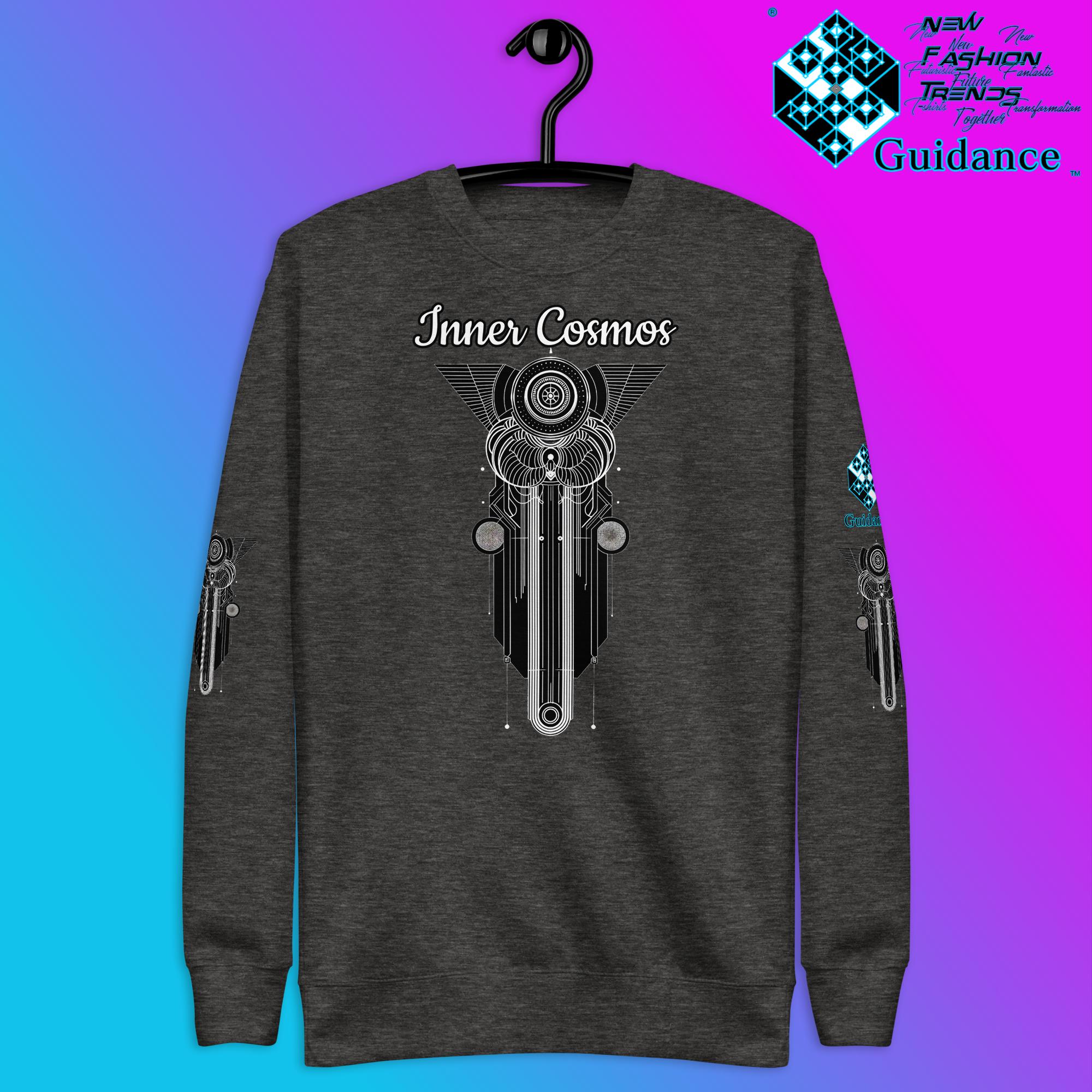 Inner Cosmos Sweatshirt with Celestial Spirit Design by XGuidance Charcoal Heather 12
