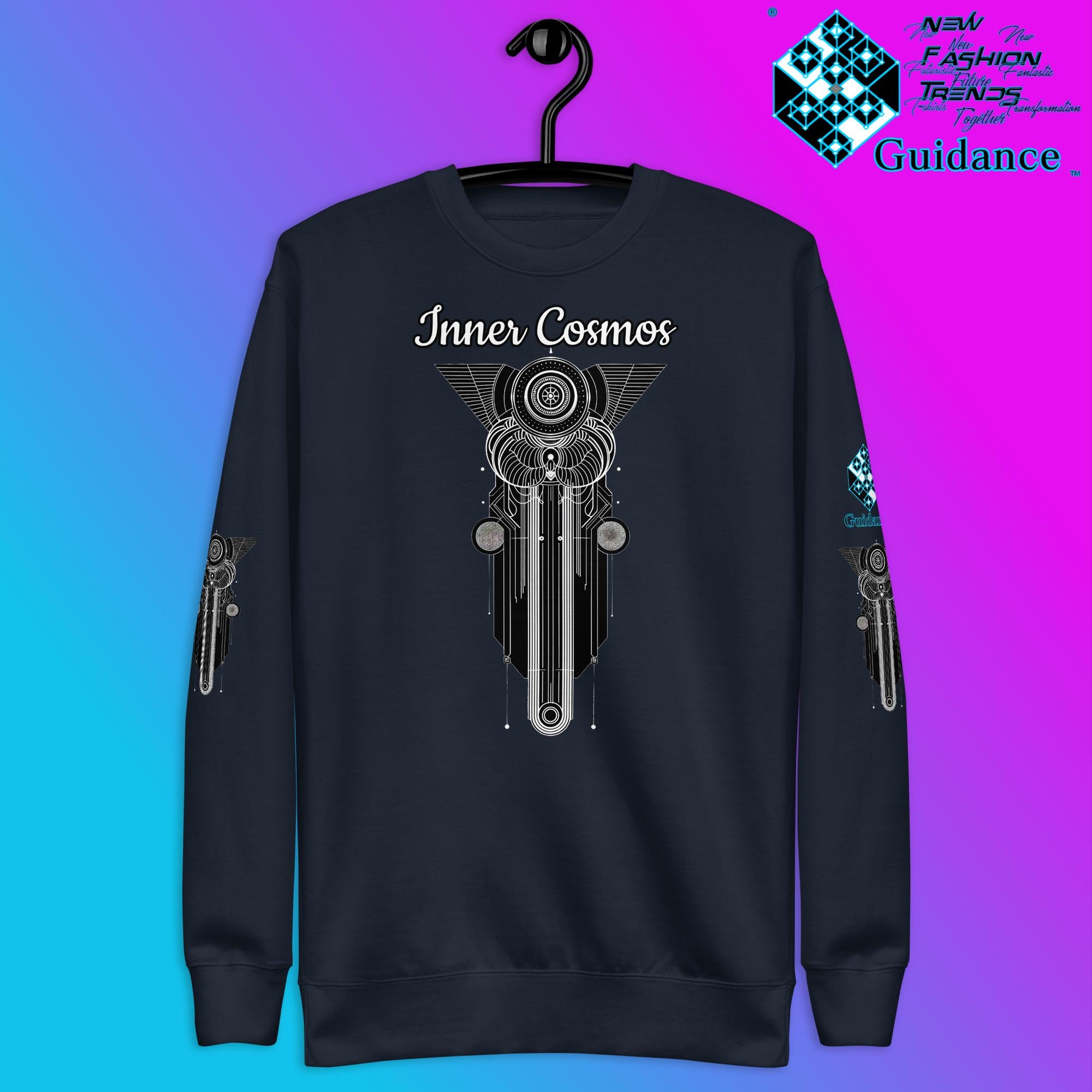 Inner Cosmos Sweatshirt with Celestial Spirit Design by XGuidance Navy Blazer 13