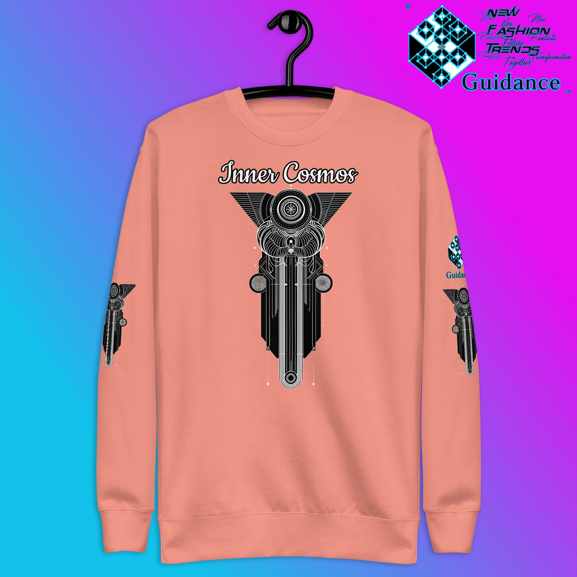 Inner Cosmos Sweatshirt with Celestial Spirit Design by XGuidance Dusty Rose 14
