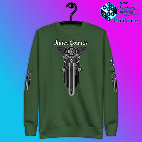 Inner Cosmos Sweatshirt with Celestial Spirit Design by XGuidance Forest Green 16