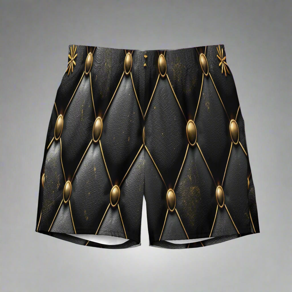 Jogger’s Trail Swim Trunks – Black Gold Diamond Grid by XGuidance 2XS 1