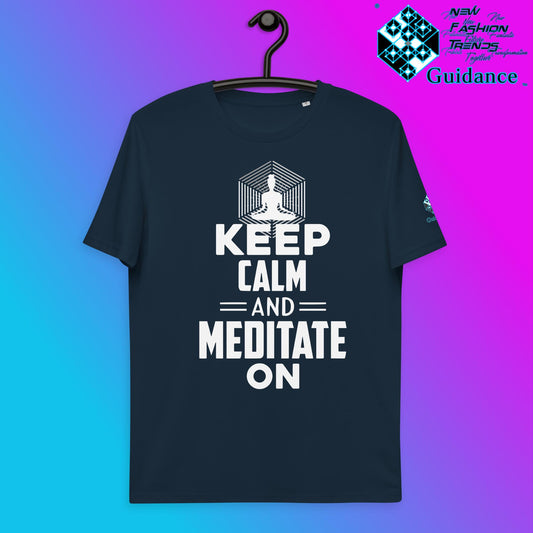 Keep Calm T-Shirt with Meditate On Design by XGuidance French Navy 2