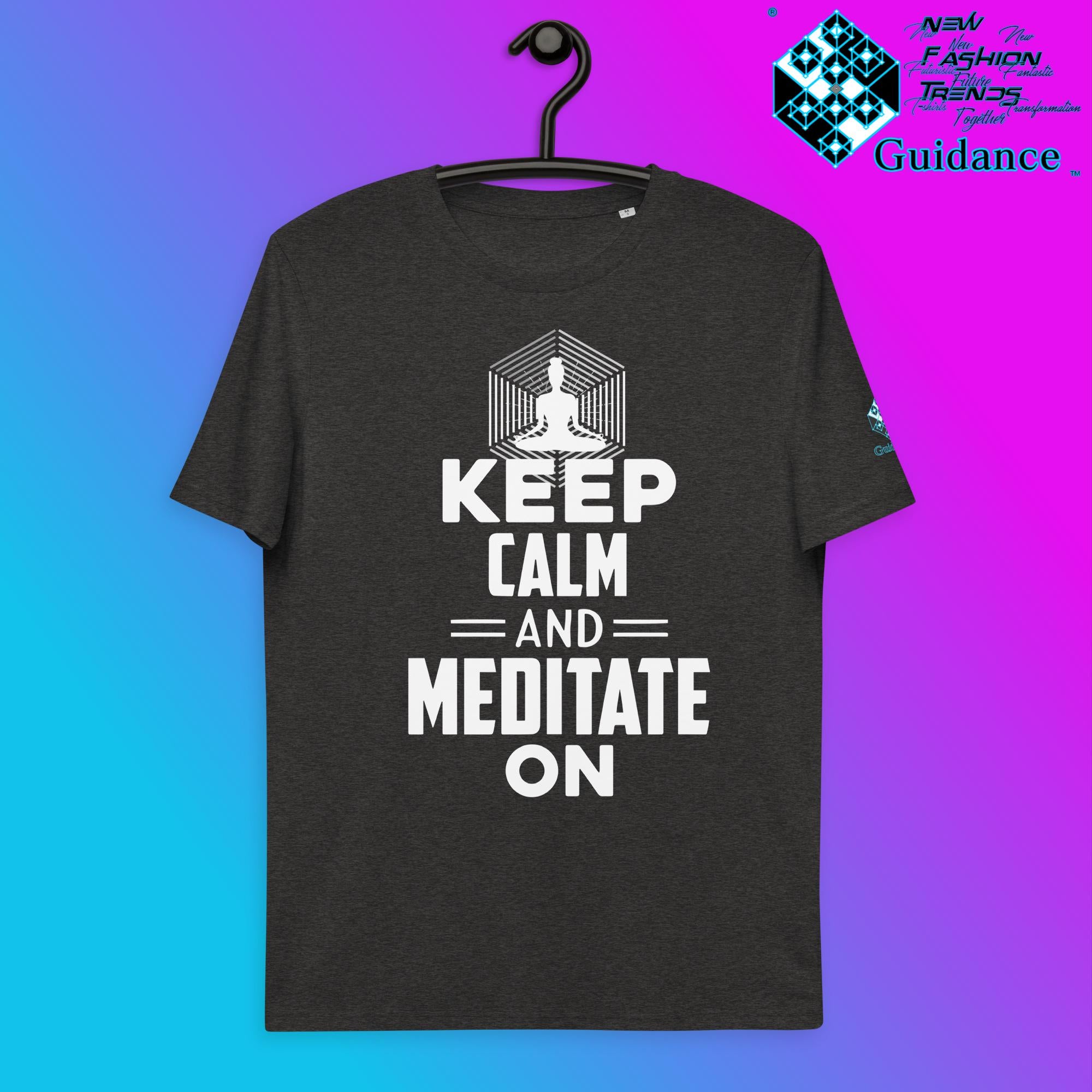 Keep Calm T-Shirt with Meditate On Design by XGuidance Dark Heather Grey 9