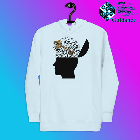 Key to Inquiry Hoodie with Curiosity Design by XGuidance Sky Blue 7