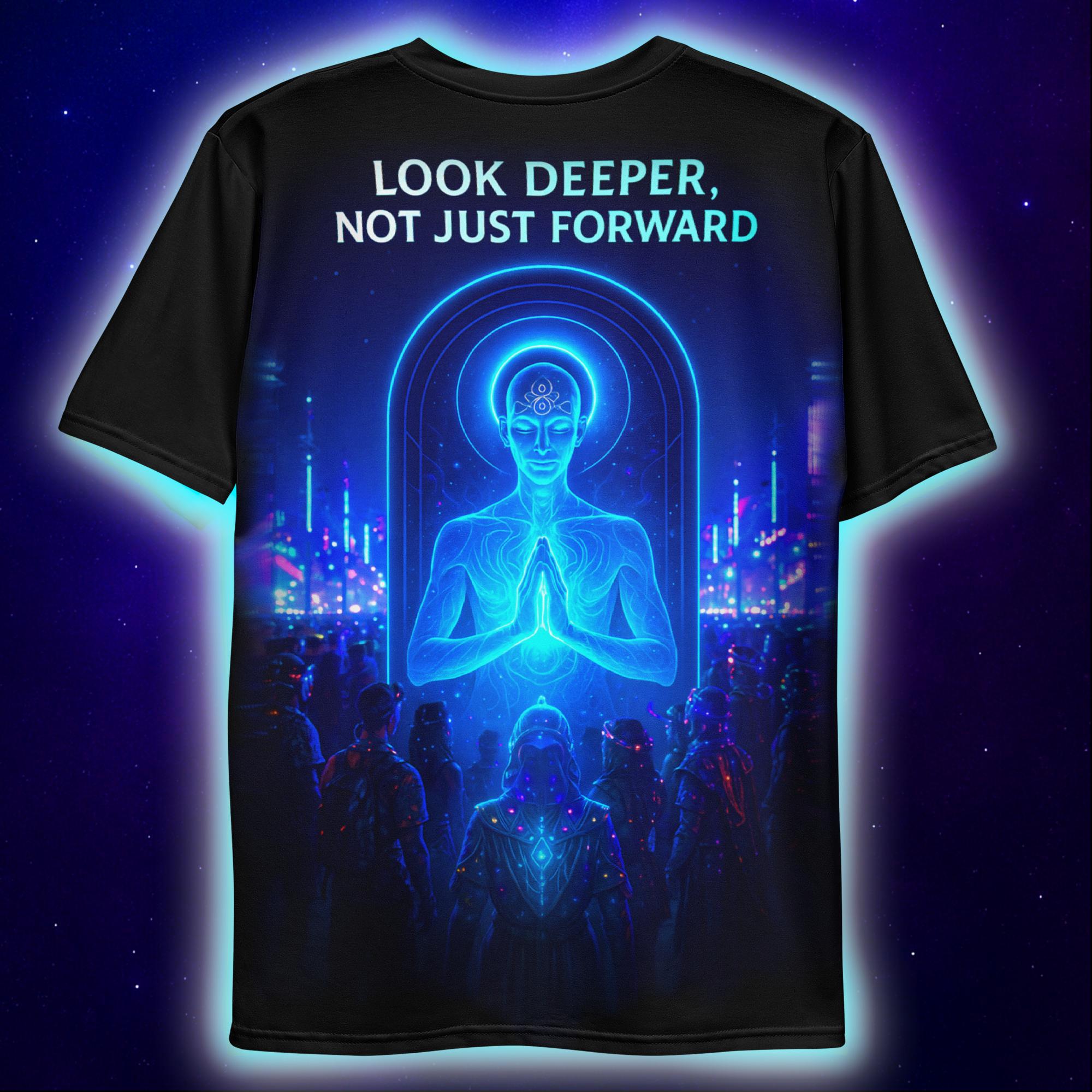 Look Deeper Not Just Forward T-Shirt, Neon Back T-Shirts by XGuidance XS 2