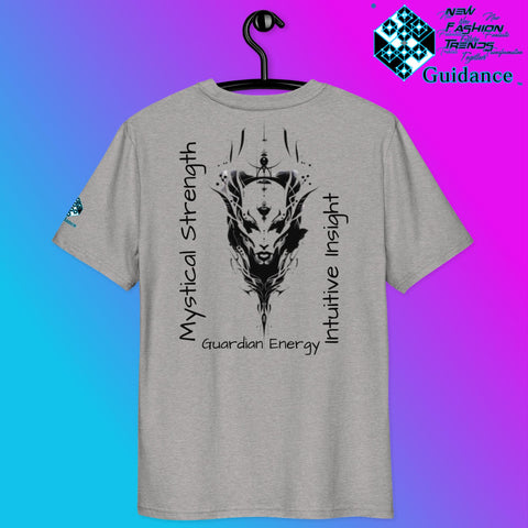 Lunar Protector T-Shirt – Wolf Spirit & Celestial Power by XGuidance Heather Grey 12