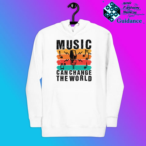 Melody of Change Hoodie with Music for Peace Design by XGuidance White 2