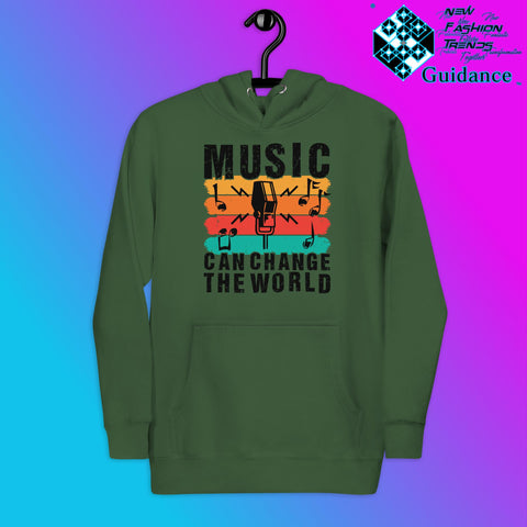 Melody of Change Hoodie with Music for Peace Design by XGuidance Forest Green 8