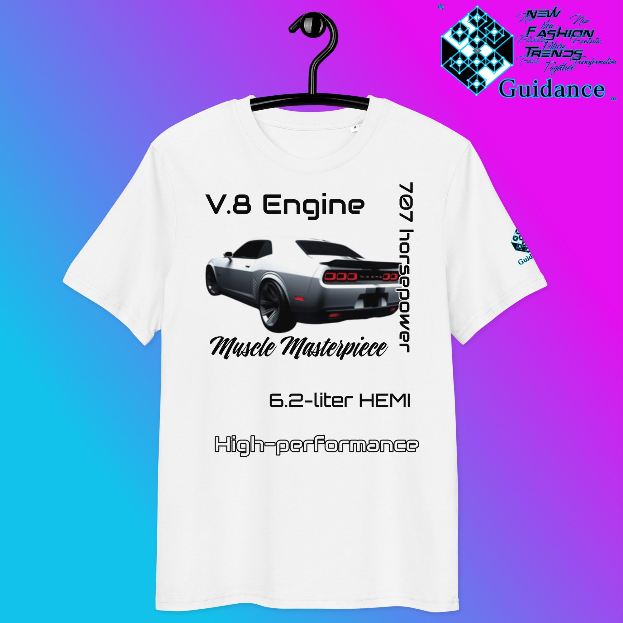 Modern Muscle Car T-Shirt – V8 Power & Bold Rear Design by XGuidance White 10