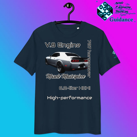 Modern Muscle Car T-Shirt – V8 Power & Bold Rear Design by XGuidance French Navy 6