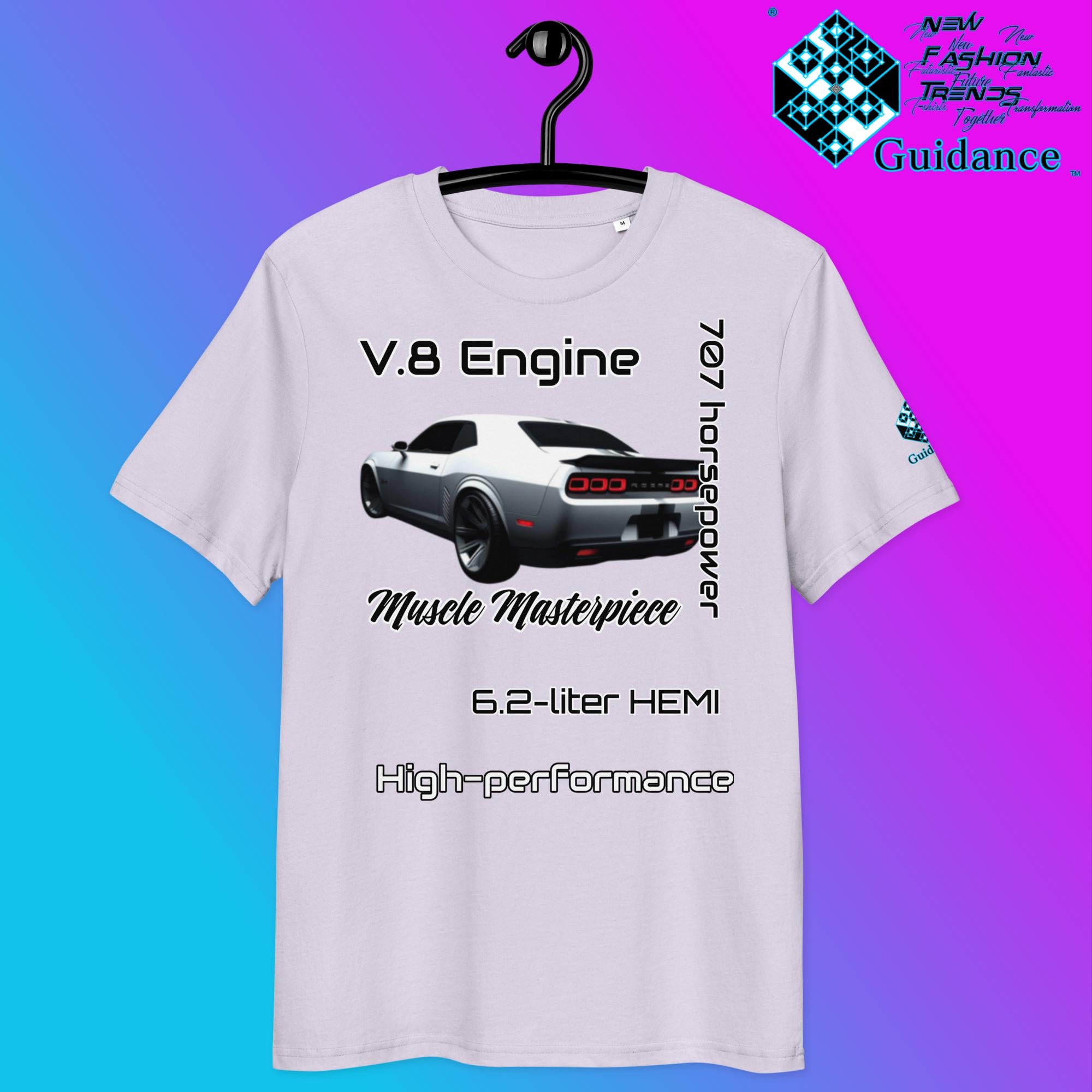 Modern Muscle Car T-Shirt – V8 Power & Bold Rear Design by XGuidance Lavender 7