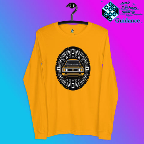 Monochrome Cruise Long Sleeve T-Shirt with Retro Car Design by XGuidance Gold 3