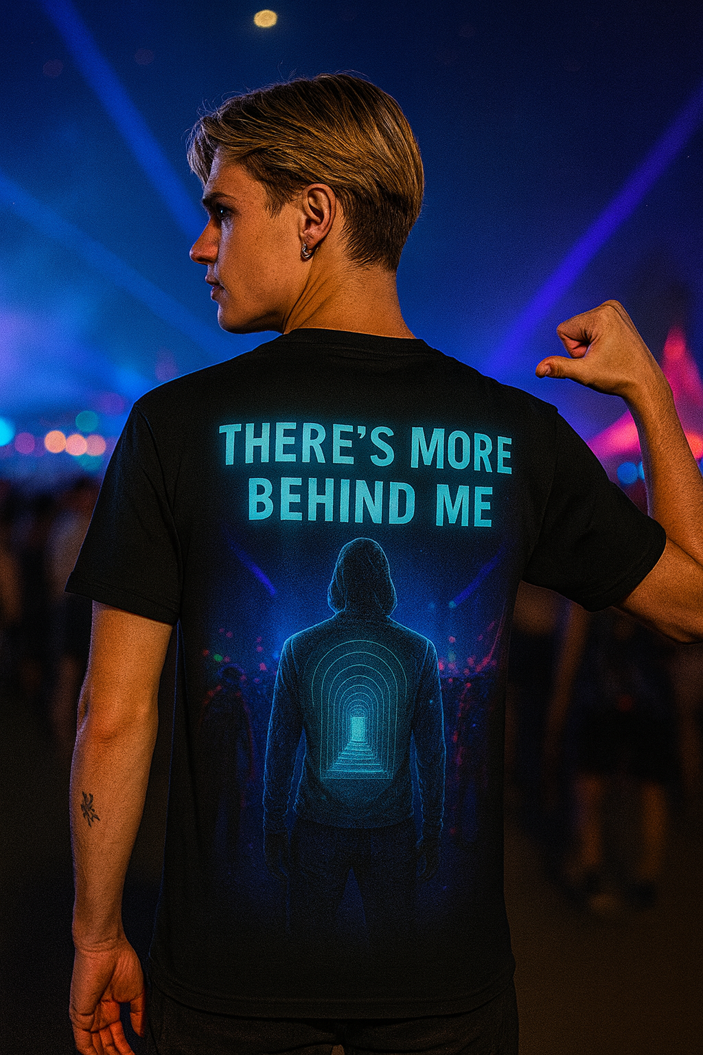 More Behind Me Portal Backprint T-Shirt, Neon Rave T-Shirts by XGuidance XS 1