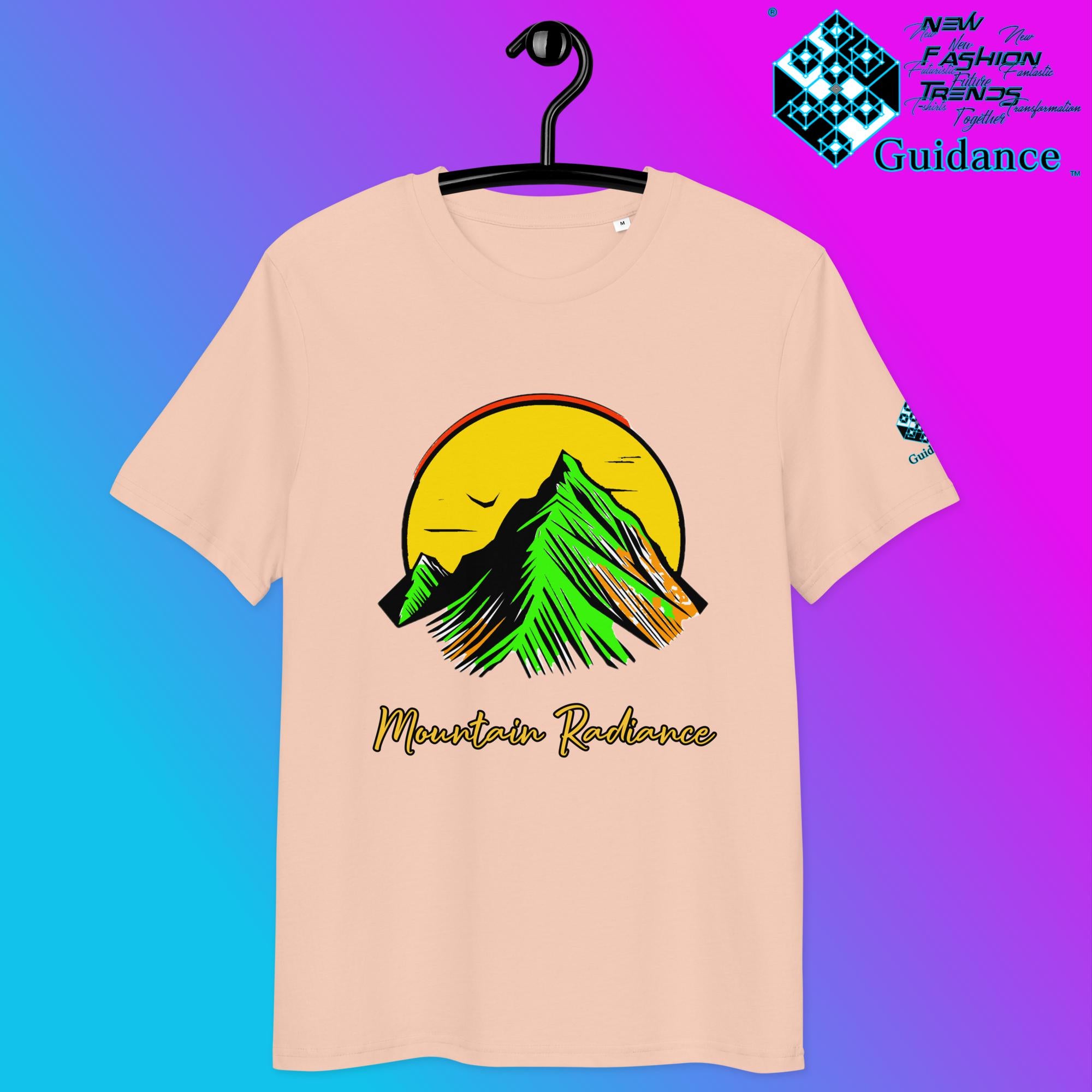 Mountain Radiance T-Shirt – Vibrant Nature & Sun Design by XGuidance Fraiche Peche 10