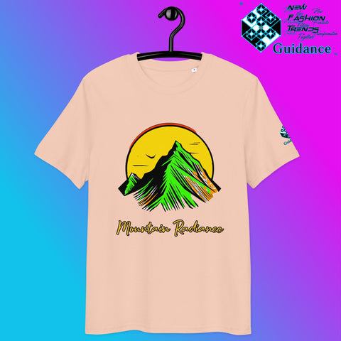 Mountain Radiance T-Shirt – Vibrant Nature & Sun Design by XGuidance Fraiche Peche 10