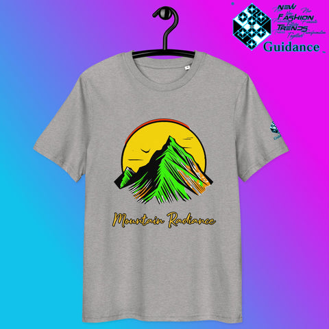 Mountain Radiance T-Shirt – Vibrant Nature & Sun Design by XGuidance Heather Grey 12