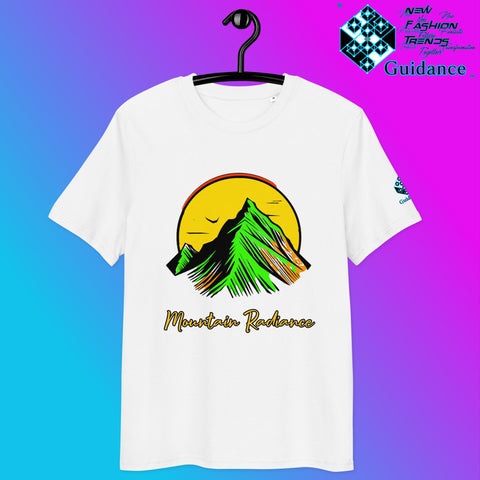 Mountain Radiance T-Shirt – Vibrant Nature & Sun Design by XGuidance White 2