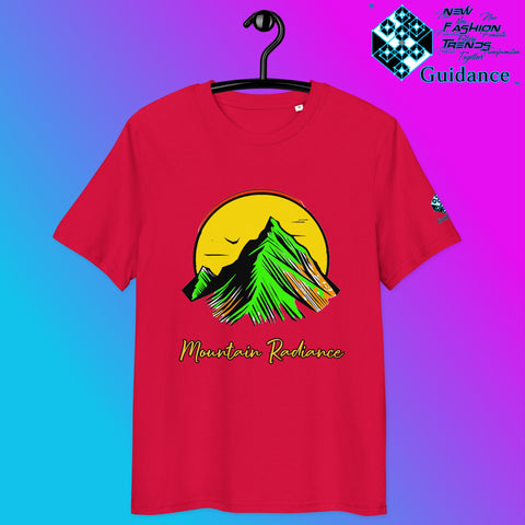 Mountain Radiance T-Shirt – Vibrant Nature & Sun Design by XGuidance Red 3