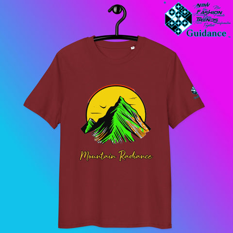 Mountain Radiance T-Shirt – Vibrant Nature & Sun Design by XGuidance Burgundy 5