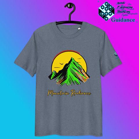Mountain Radiance T-Shirt – Vibrant Nature & Sun Design by XGuidance Dark Heather Blue 7