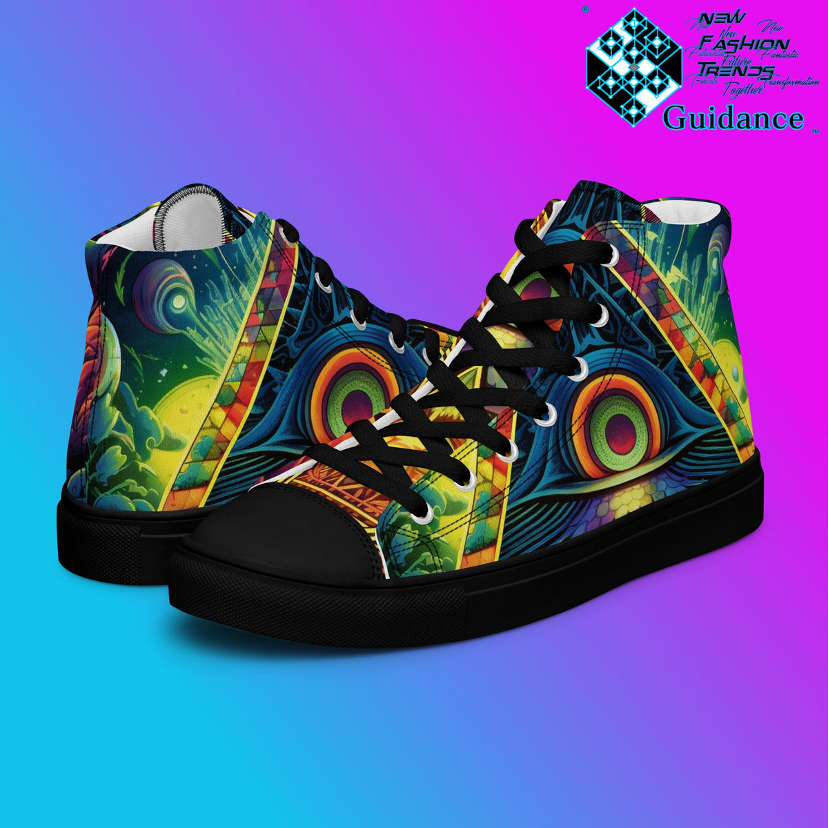 Mystic Whispers High Top Shoes – Enchanted Streetwear Sneakers by XGuidance Black 2