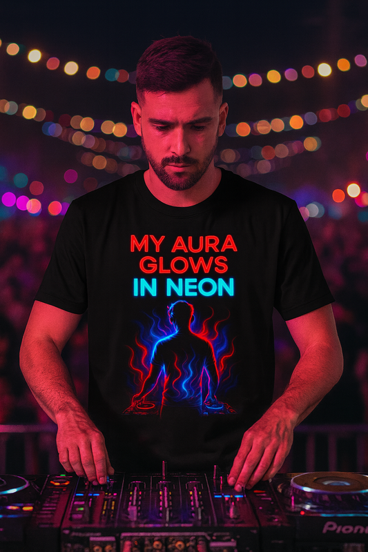 Neon Aura DJ T-Shirt, Festival Streetwear T-Shirts by XGuidance XS 1