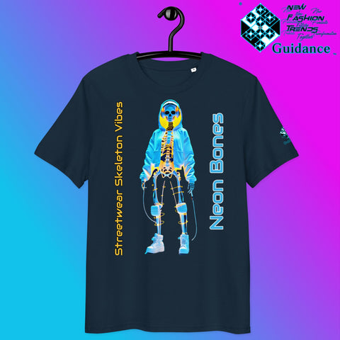 Neon Bones Tee – Futuristic X-Ray Skeleton Streetwear by XGuidance French Navy 11