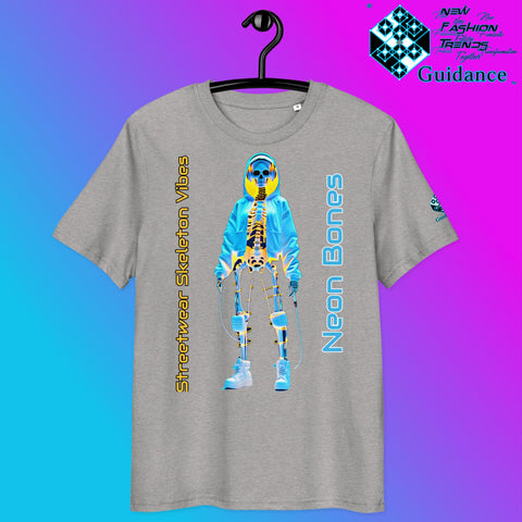 Neon Bones Tee – Futuristic X-Ray Skeleton Streetwear by XGuidance Heather Grey 12